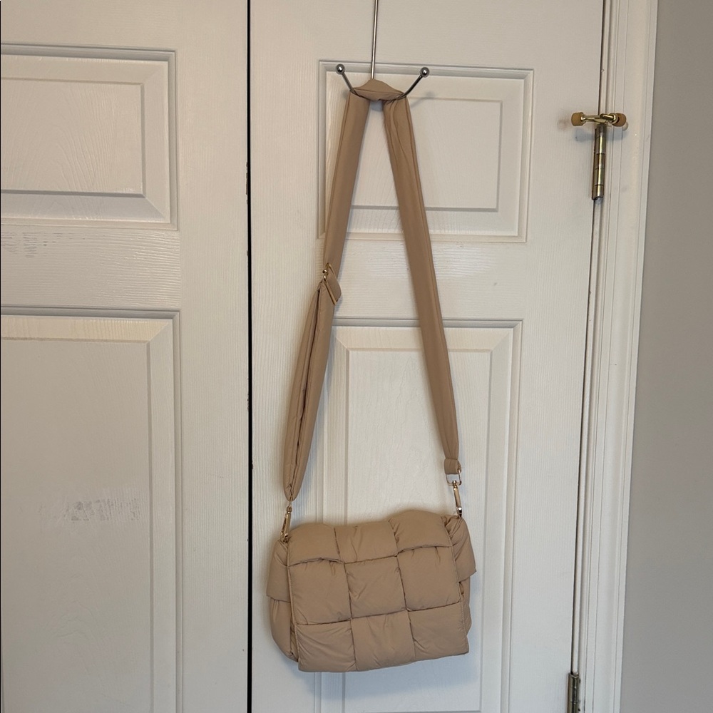 Tan Quilted Shoulder Bag